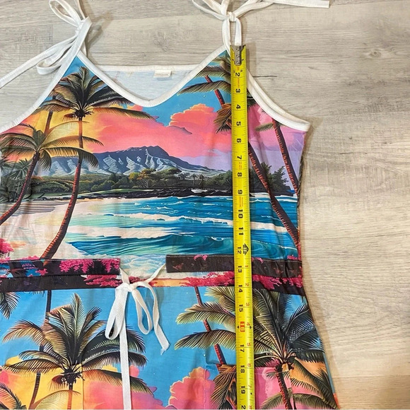 Beach Pullover Summer Dress with Drawstring Tie Up and Adjustable Straps Size M - Picture 7 of 17